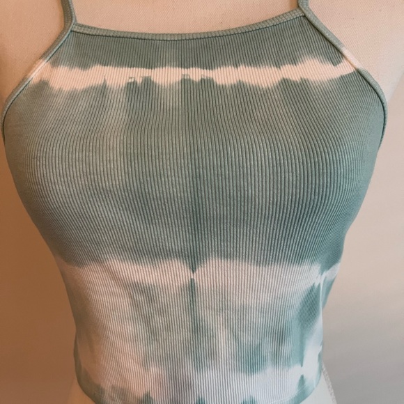 Zara Tie-Dye Tank Crop Top- Blue-Green and White Sz L - Picture 3 of 6